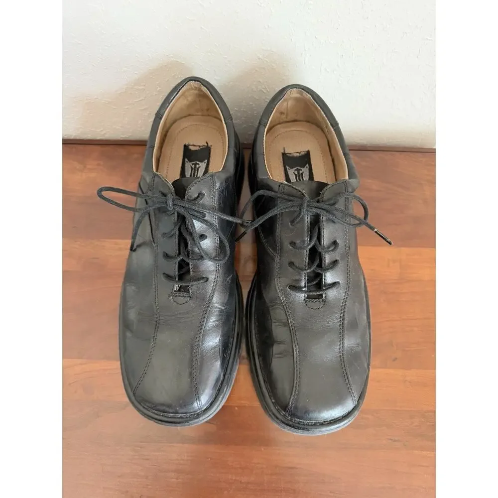 London Underground Chivas Black Leather Square Bicycle Toe Casual Oxfords Mens 9